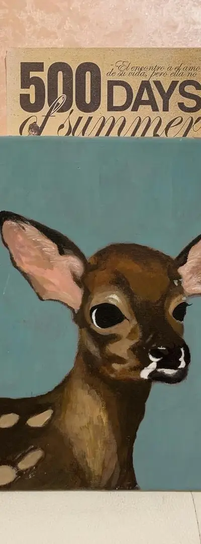 Tableau acrylique fait main / Bambi sur toile