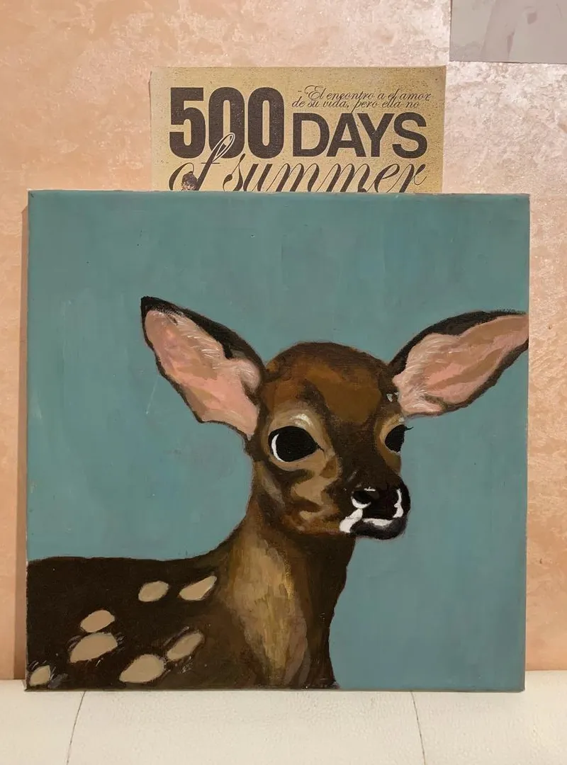Tableau acrylique fait main / Bambi sur toile