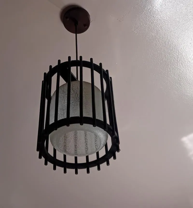 Suspension décorative noire avec globe en verre