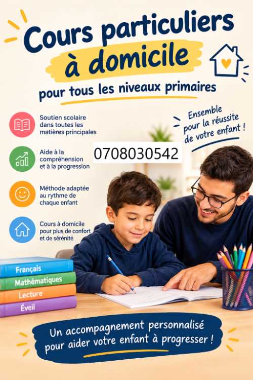 cours particuliers à domicile pour tous les niveau