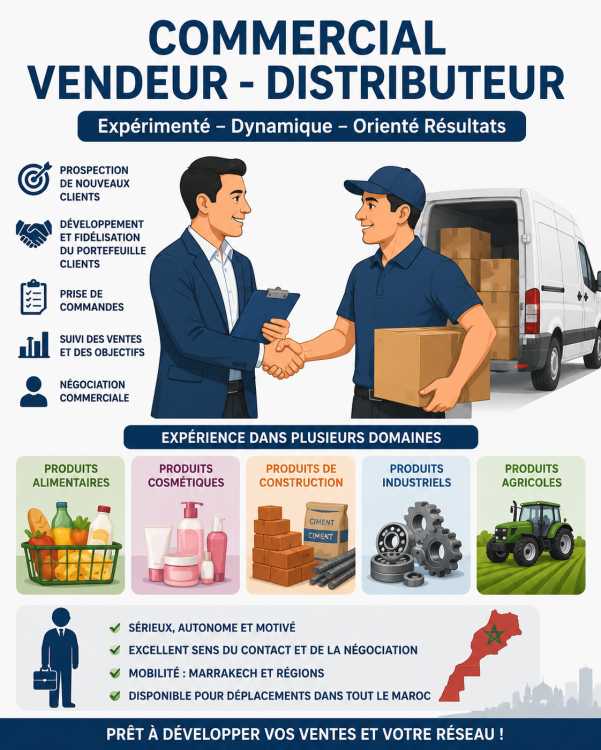 Commercial vendeur distributeur polyvalent