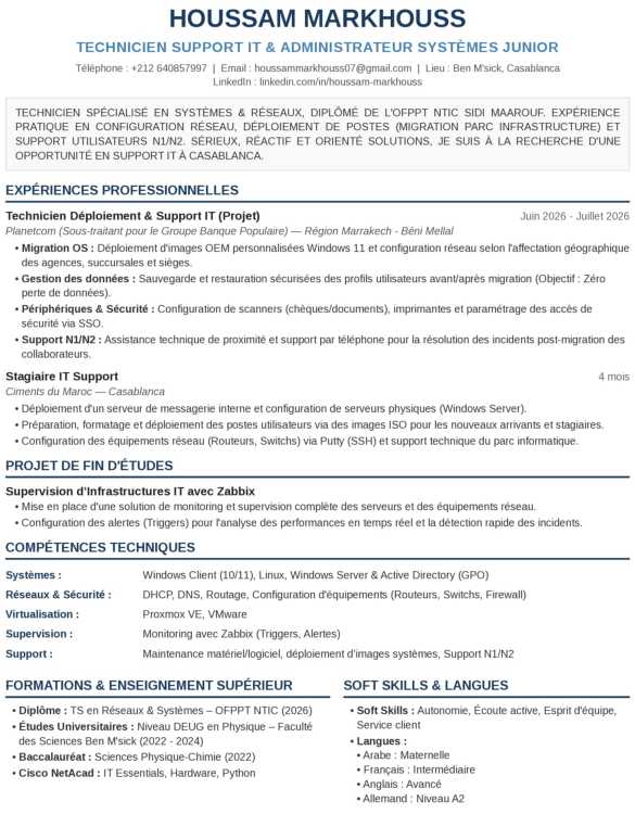 Technicien Support IT / Helpdesk