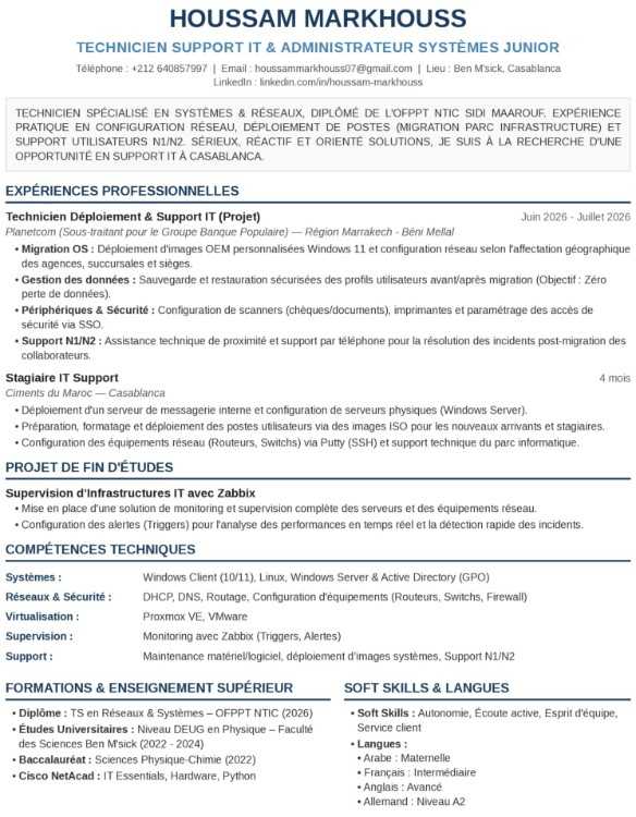 Technicien Support IT / Helpdesk