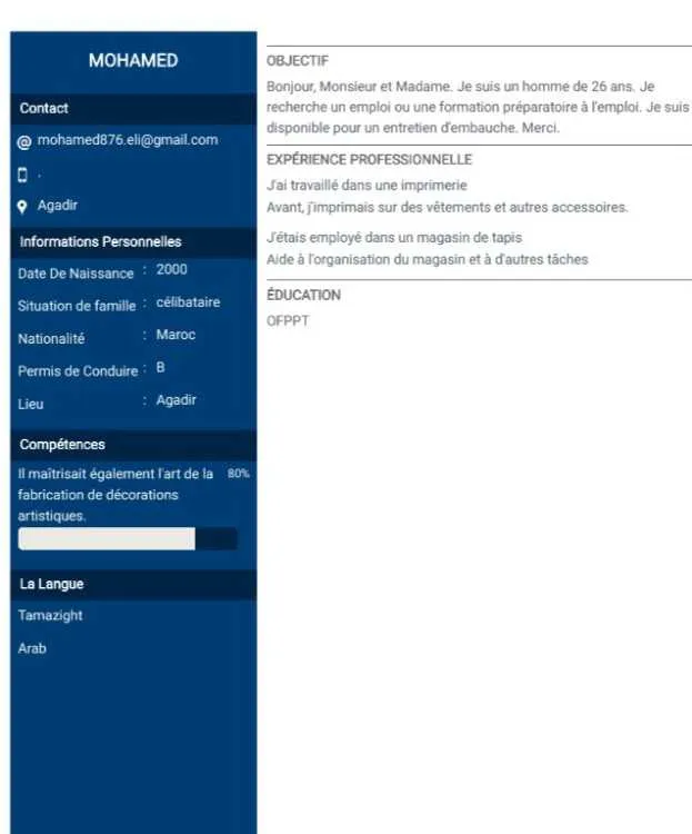 Demande d'emploi agadir