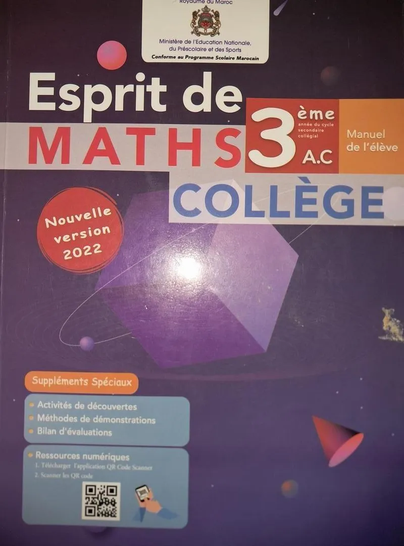 Livre Esprits de MATHS 3ac