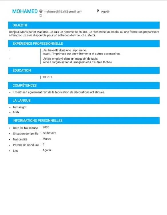 Je cherche un stage agadir