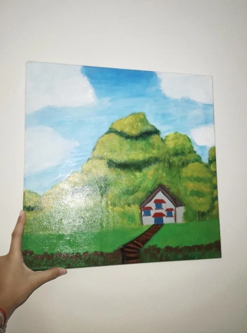 Tableau paysage fait main (40x40 cm)
