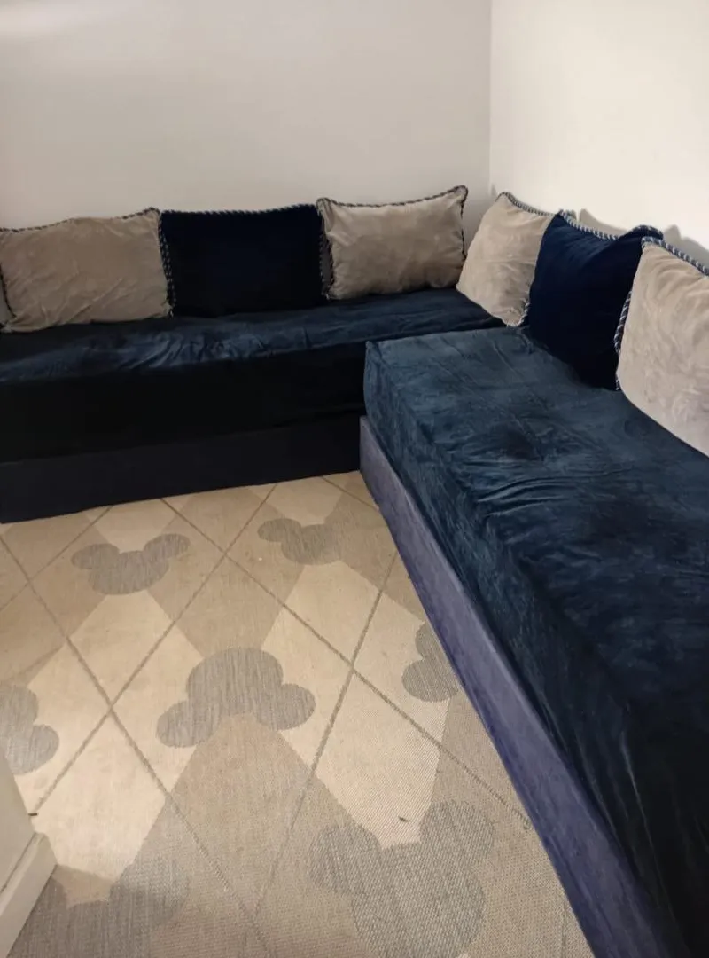 Salon marocain velours bleu marine