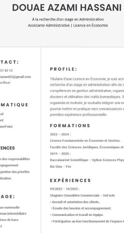 Diplômée en Économie – À la recherche d’un stage