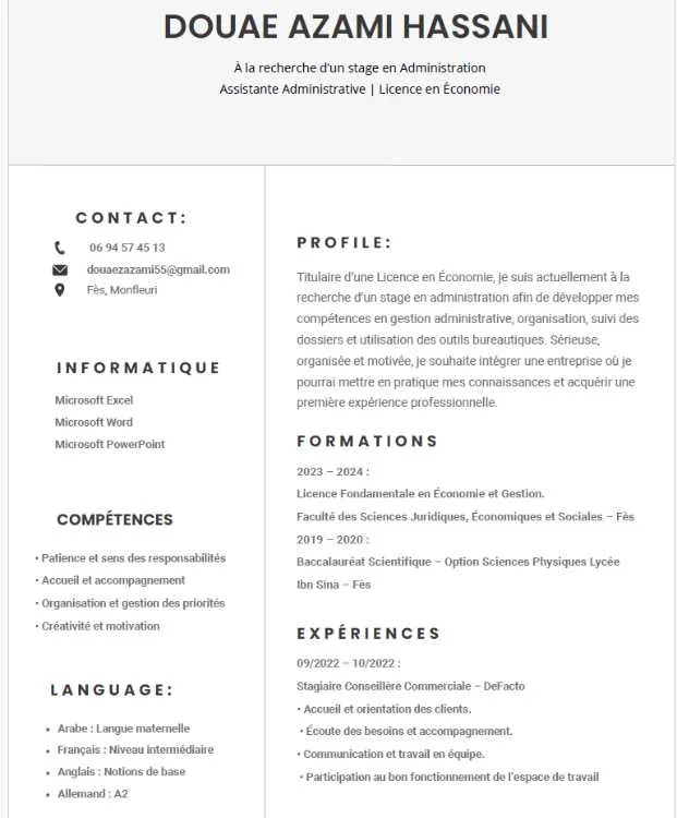 Diplômée en Économie – À la recherche d’un stage