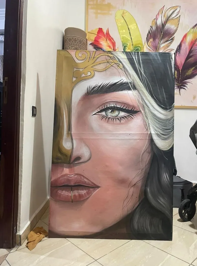 Tableau Peinture Fait Main Cadre Bois