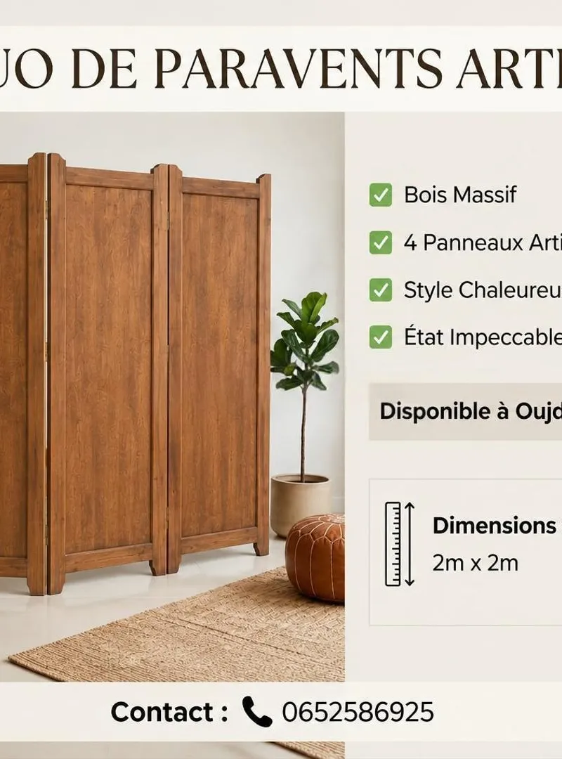 Paravents artisanaux en bois massif