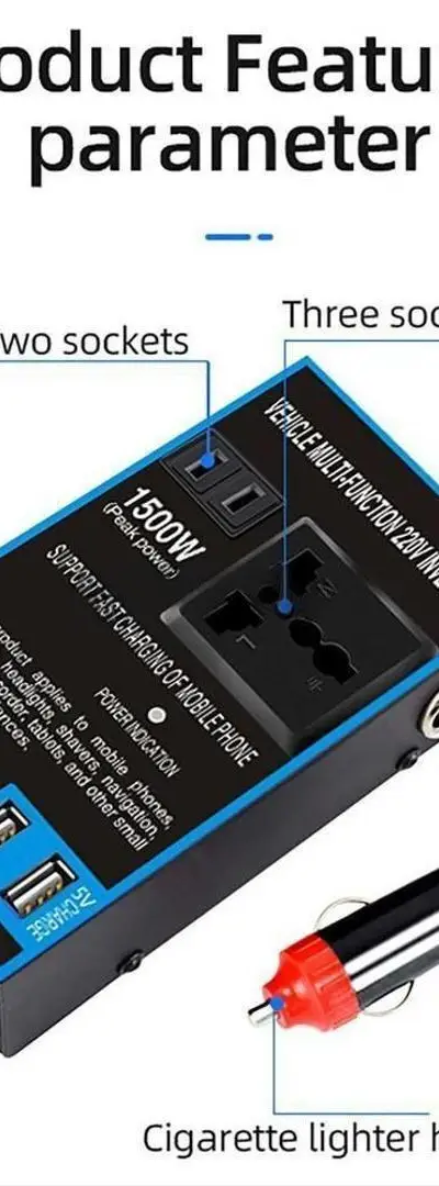 Convertisseur de voiture multifonction 1500W.