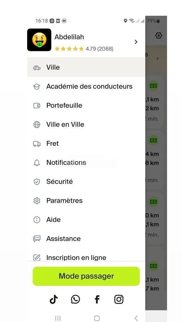 Compte Indrive moto