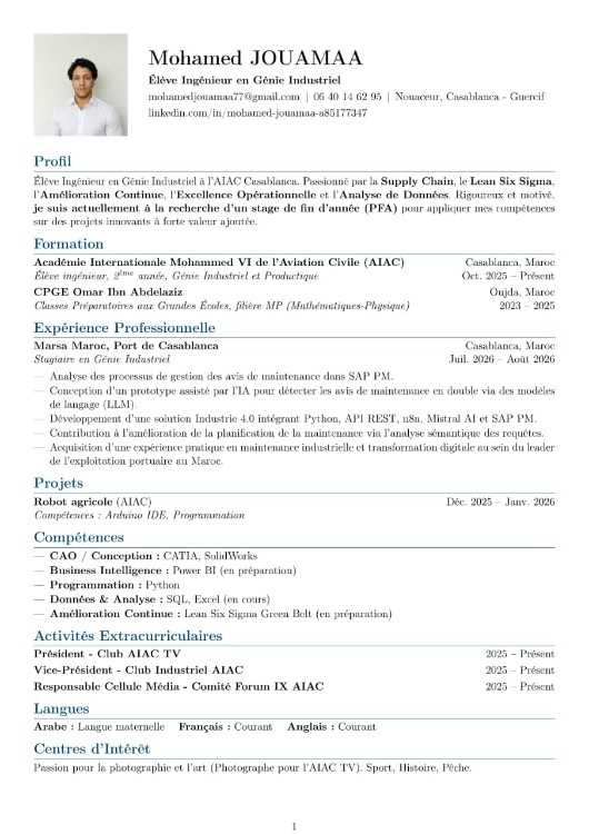 Stage PFA Génie Industriel - AIAC