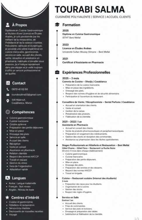 Cuisinière polyvalente – Cuisine & Service – Reche