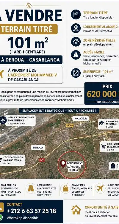 Terrain titré 101 m² à Deroua