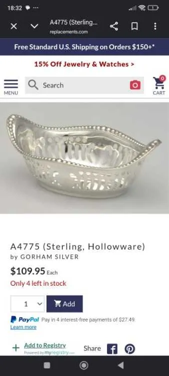 Set Of 4 vintage Gorham Sterling Silver Monogramme