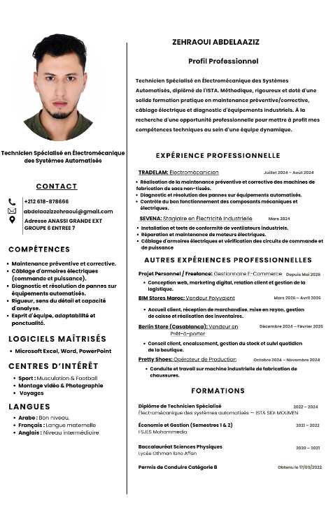 Technicien Spécialisé en Électromécanique - Dispon