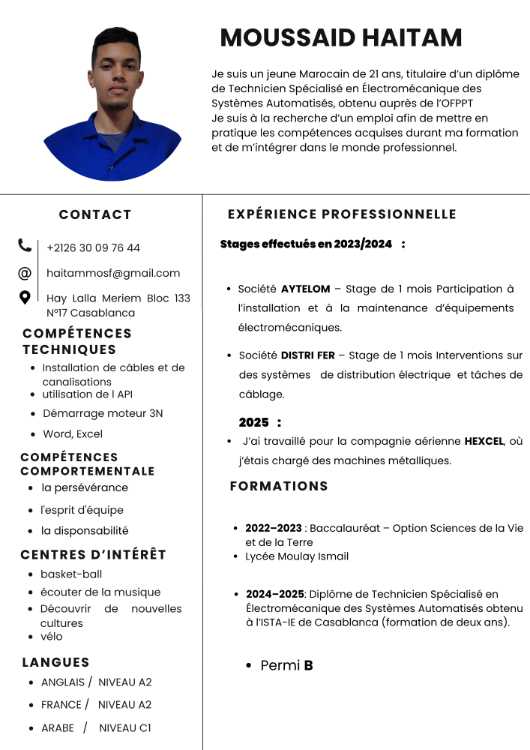 Technicien en électromécanique