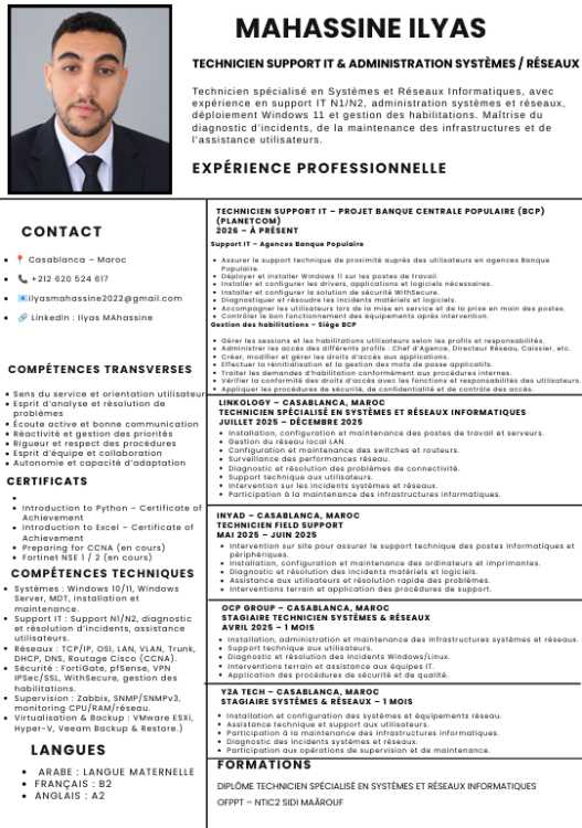 Technicien Support IT & Systèmes et Réseaux