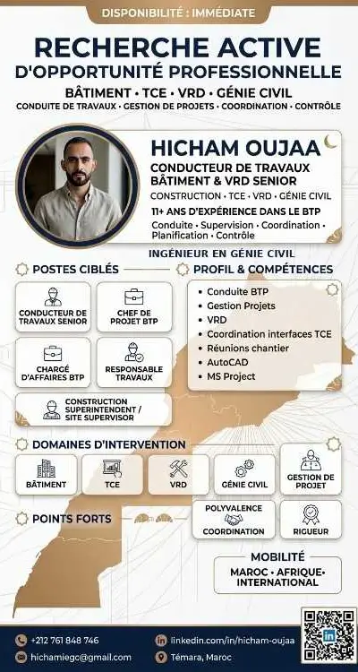 CONDUCTEUR DE TRAVAUX BÂTIMENT & VRD SENIOR – CON