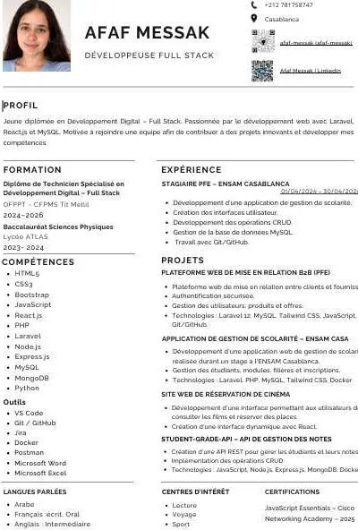 Développeuse Web Full Stack – Recherche d'emploi