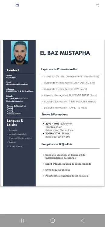 Chauffeur expérimenté