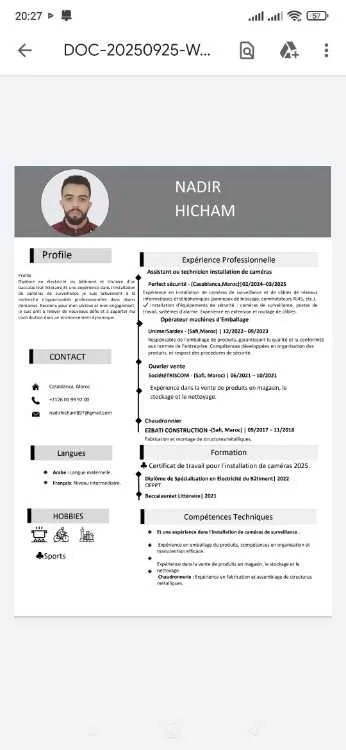 demande de travail opérateur