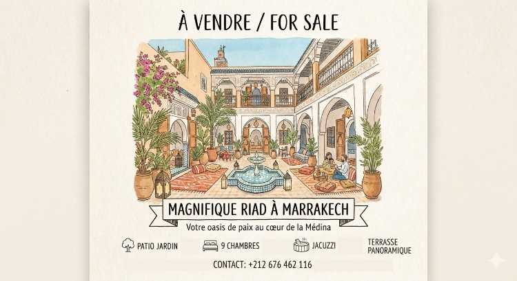 Beau riad en activité avec 9 chambres