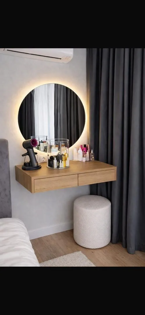 Coiffeuse deux tiroirs et miroir avec éclairage