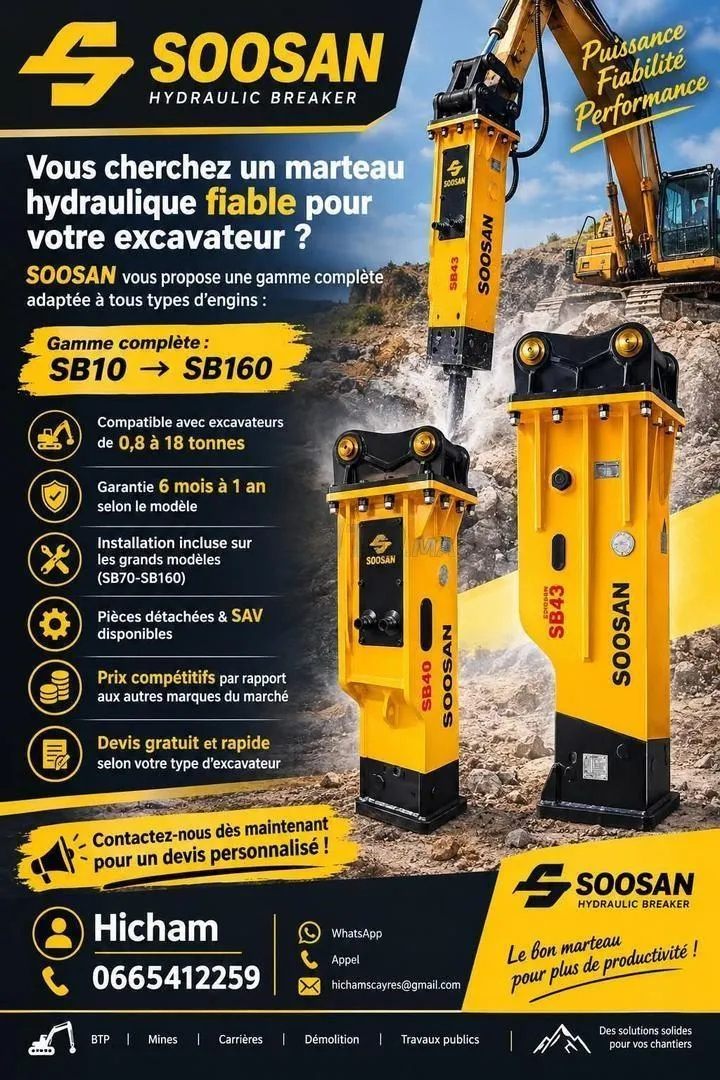 Marteaux Hydrauliques SOOSAN disponibles