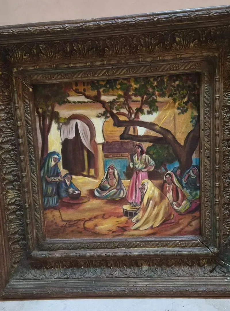Ancien tableau oriental 45 x 45 cm