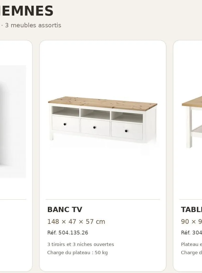 Meubles IKEA (bibliothèque, meuble TV et table)