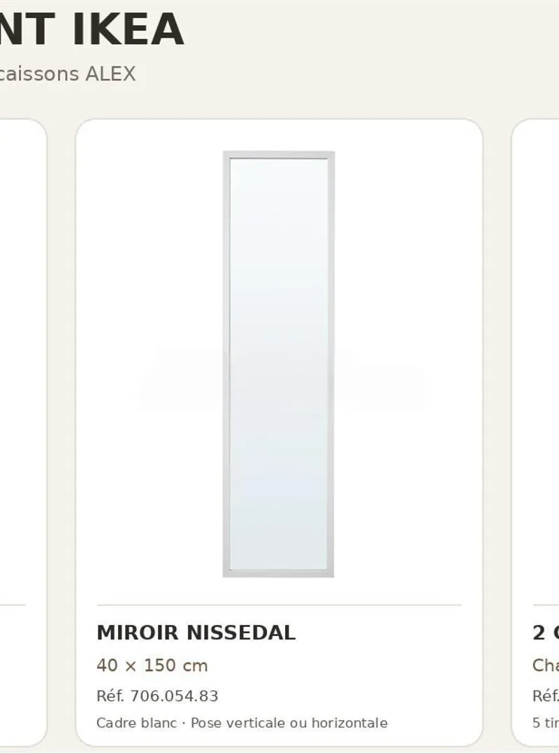 Meubles IKEA (étagère, miroir et 2 caissons)