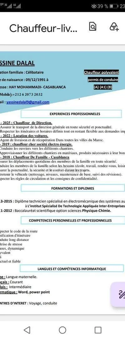 Chauffeur permis B