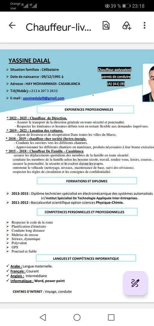 Chauffeur permis B