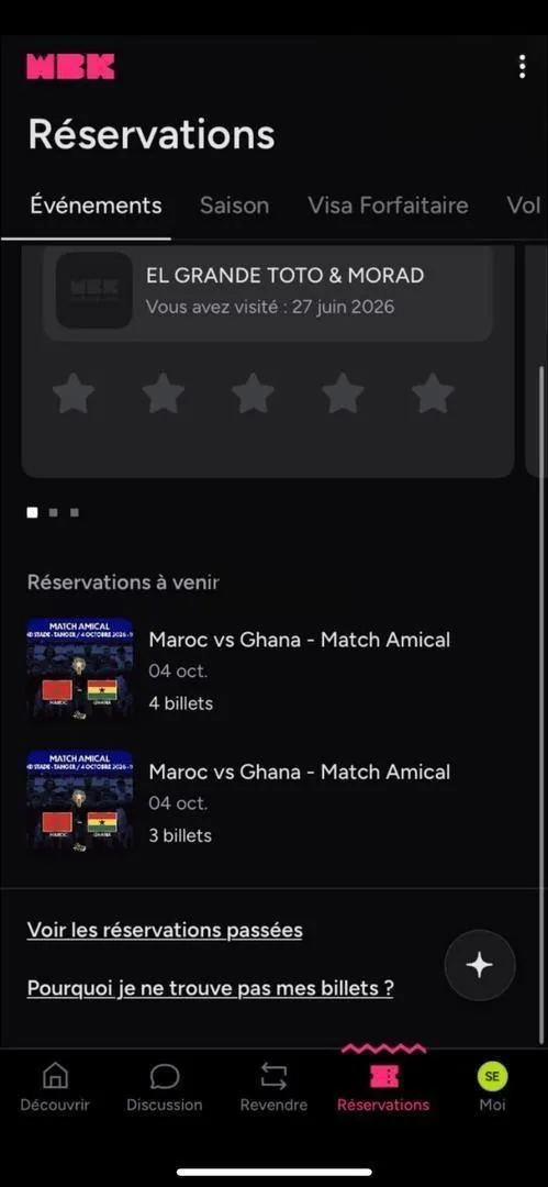 Billets match MAROC GHANA