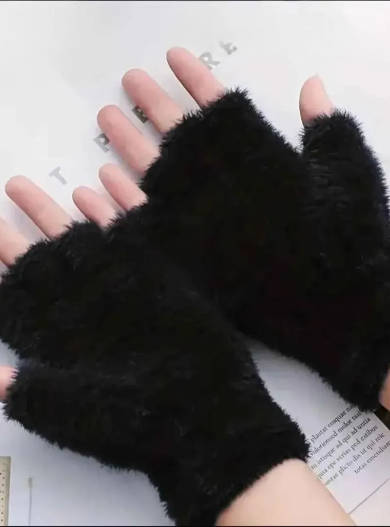 Gants élégants et tendance pour femmes sans doigts, couleur noire