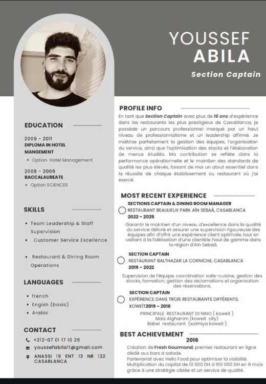 Manager de restaurant / Gérant / Chef de salle