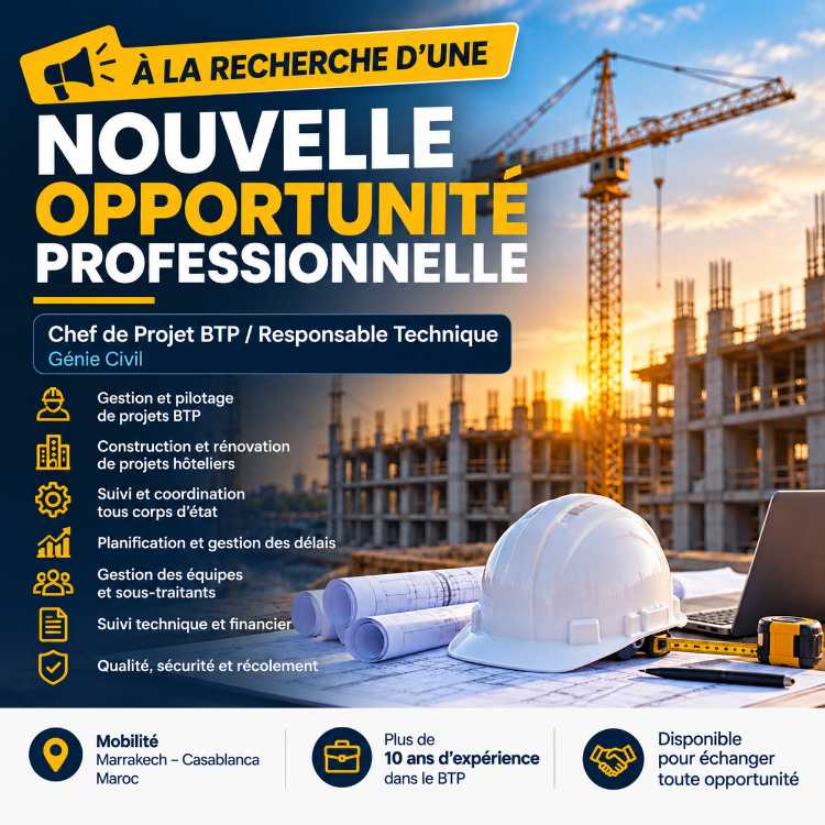 Chef de Projet BTP / Responsable Technique