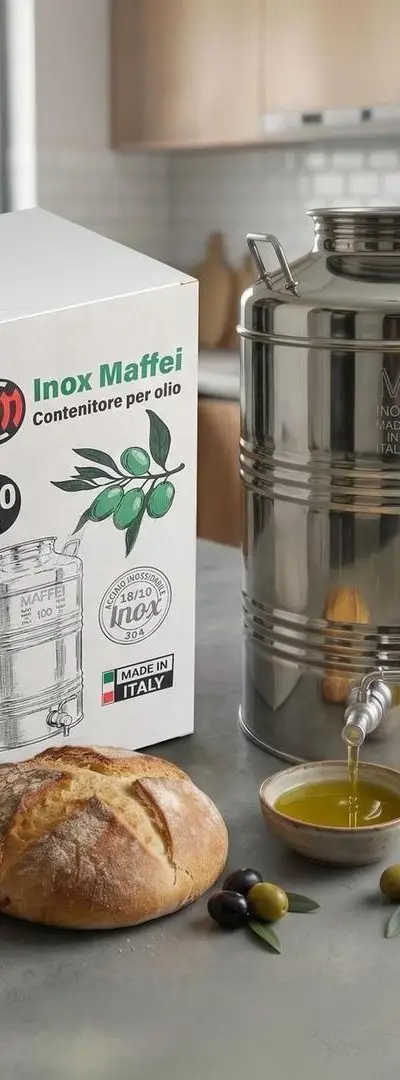 Fût Inox 30L huile d'olive robinet - Made in Italy