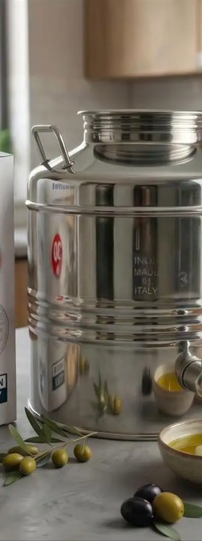 Baril Inox 30L Huile d'Olive Robinet - Made in Italy