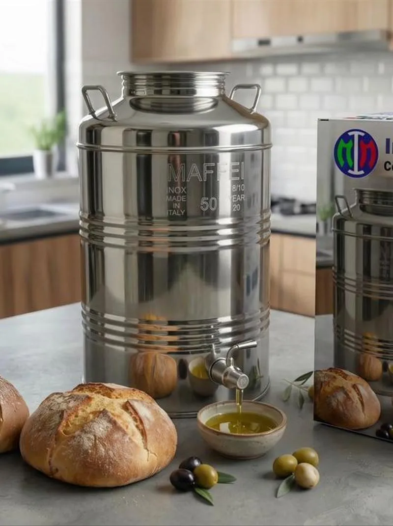 Fût Inox 30L Huile d'Olive Robinet - Made in Italy