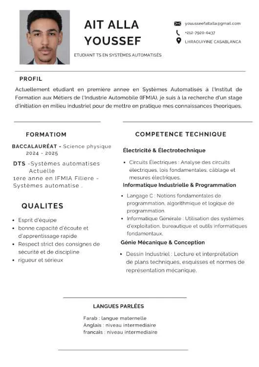 Demande de stage – Systemes Automatises
