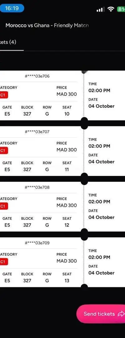 Billet ticket Maroc vs Ghana