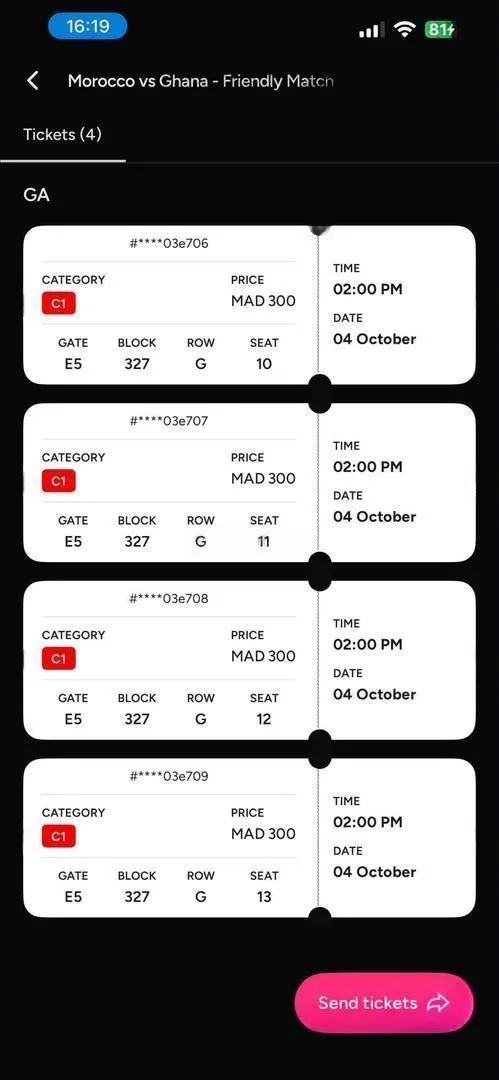 Billet ticket Maroc vs Ghana