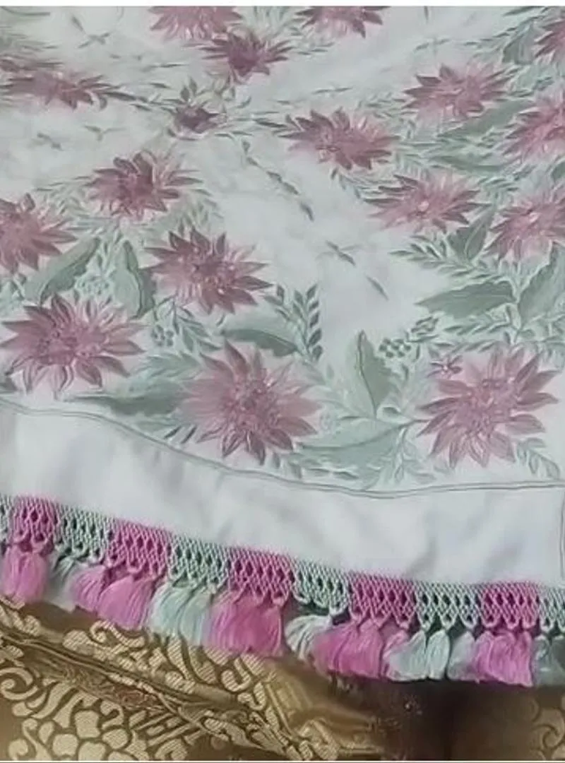 Écharpe 3m 2 franges et une excellente garniture neuves