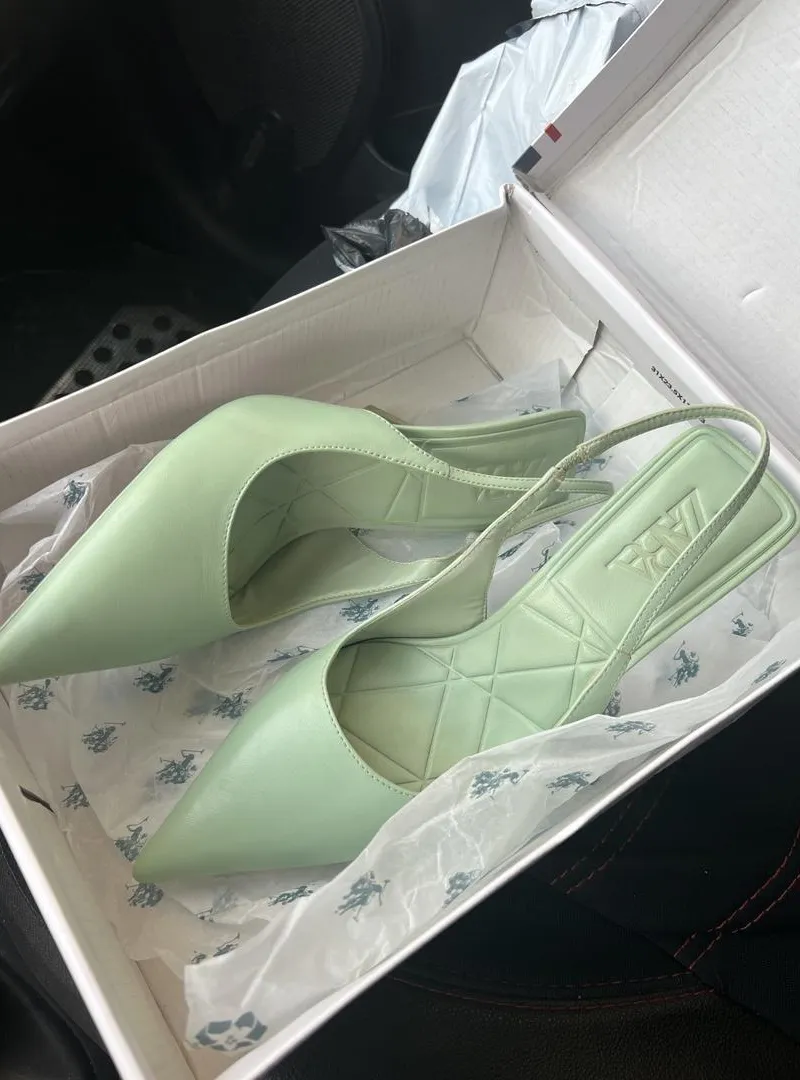 Escarpins Slingback ZARA Vert Menthe – Neufs avec boîte