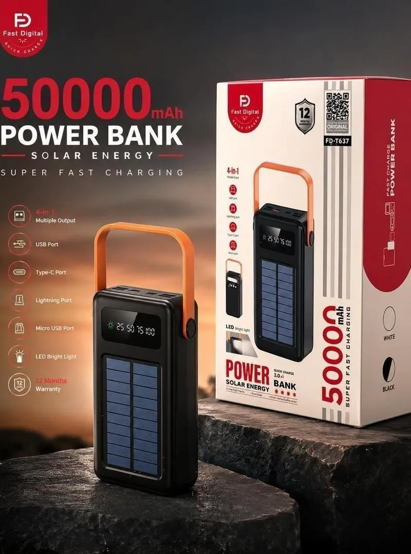 Power Bank Solaire 50000mAh Charge Rapide